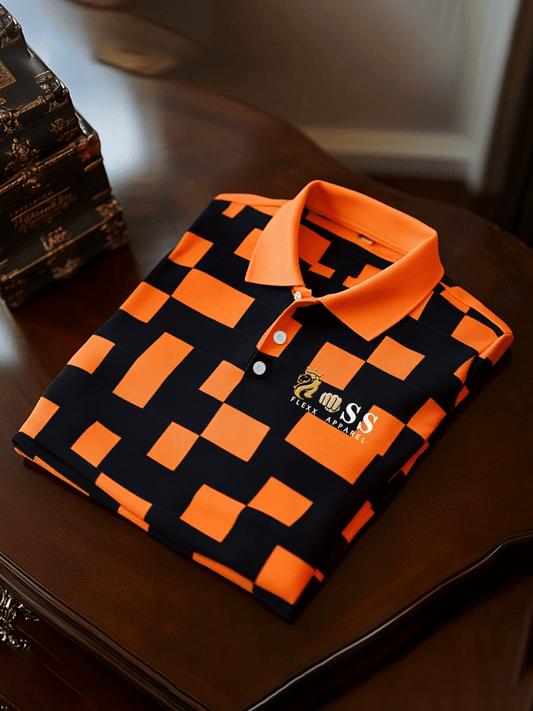 Men's Business Casual Printed Short Sleeve Polo Shirt