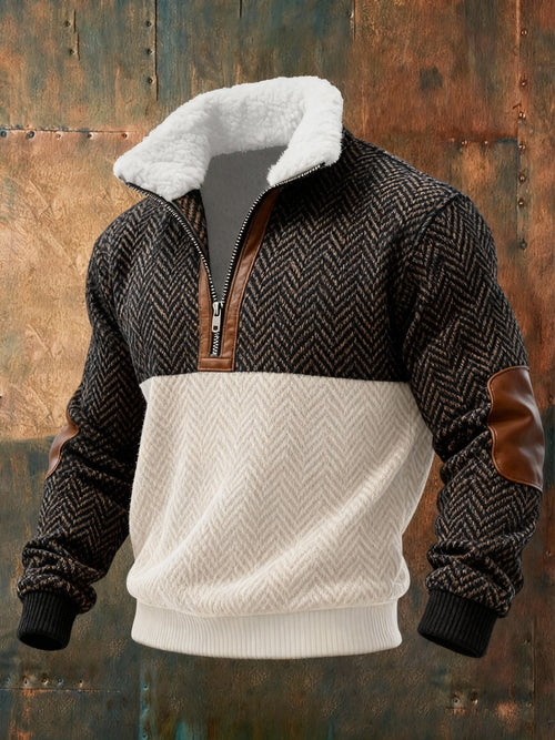 Men's Geometric Print Textured Casual Sweatshirt