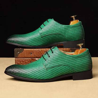 Men's Fashion Embossed Pointed Toe Faux Leather Shoes