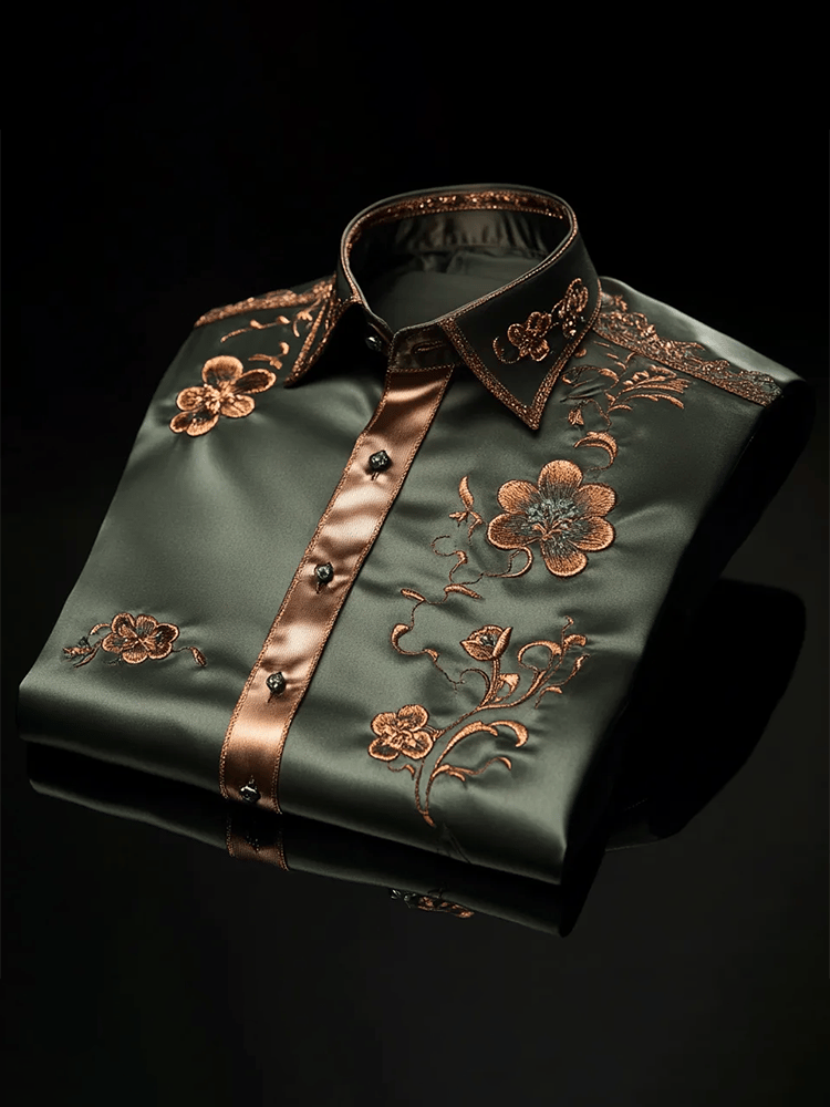 Men's Satin Luxe Print Short Sleeve Button Shirt