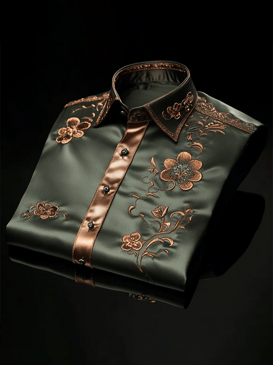 Men's Satin Luxe Print Short Sleeve Button Shirt