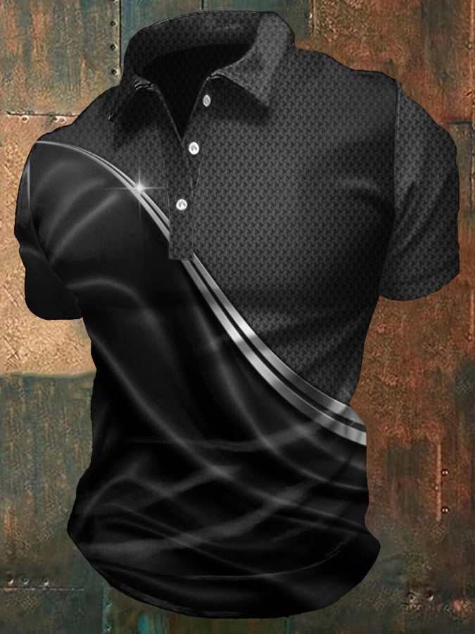 Men'S Casual Gradient Business Style Short-Sleeved Polo Shirt