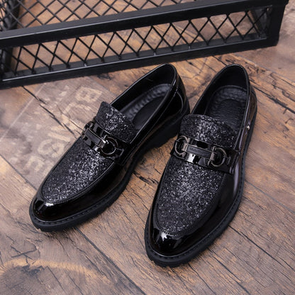British Fashion Matching Sequin Business Dress Leather Shoes