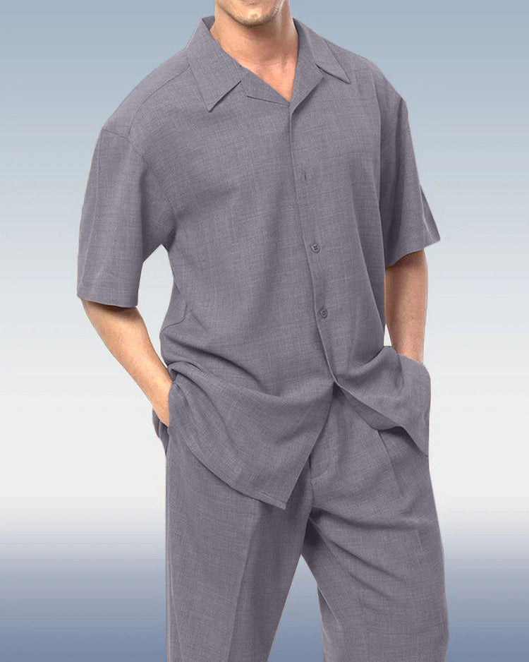 Men's Solid Color Short Sleeve Shirt Walking Set 4 Colors 433