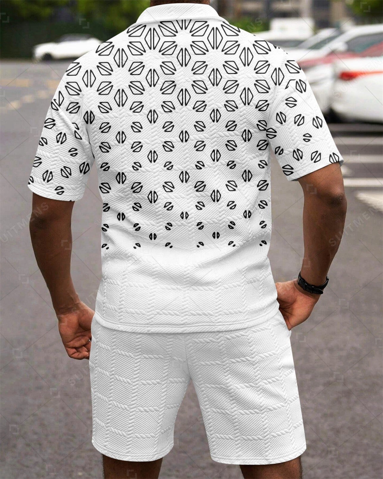 Men's Textured Summer Polo Shirt Set 263