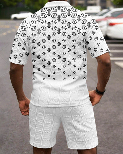 Men's Textured Summer Polo Shirt Set 263