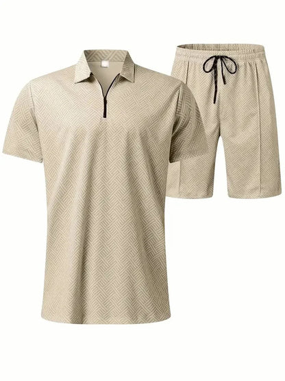 Suitmens Men's Daily Casual Collar Zipper Polo Shirt Set 216