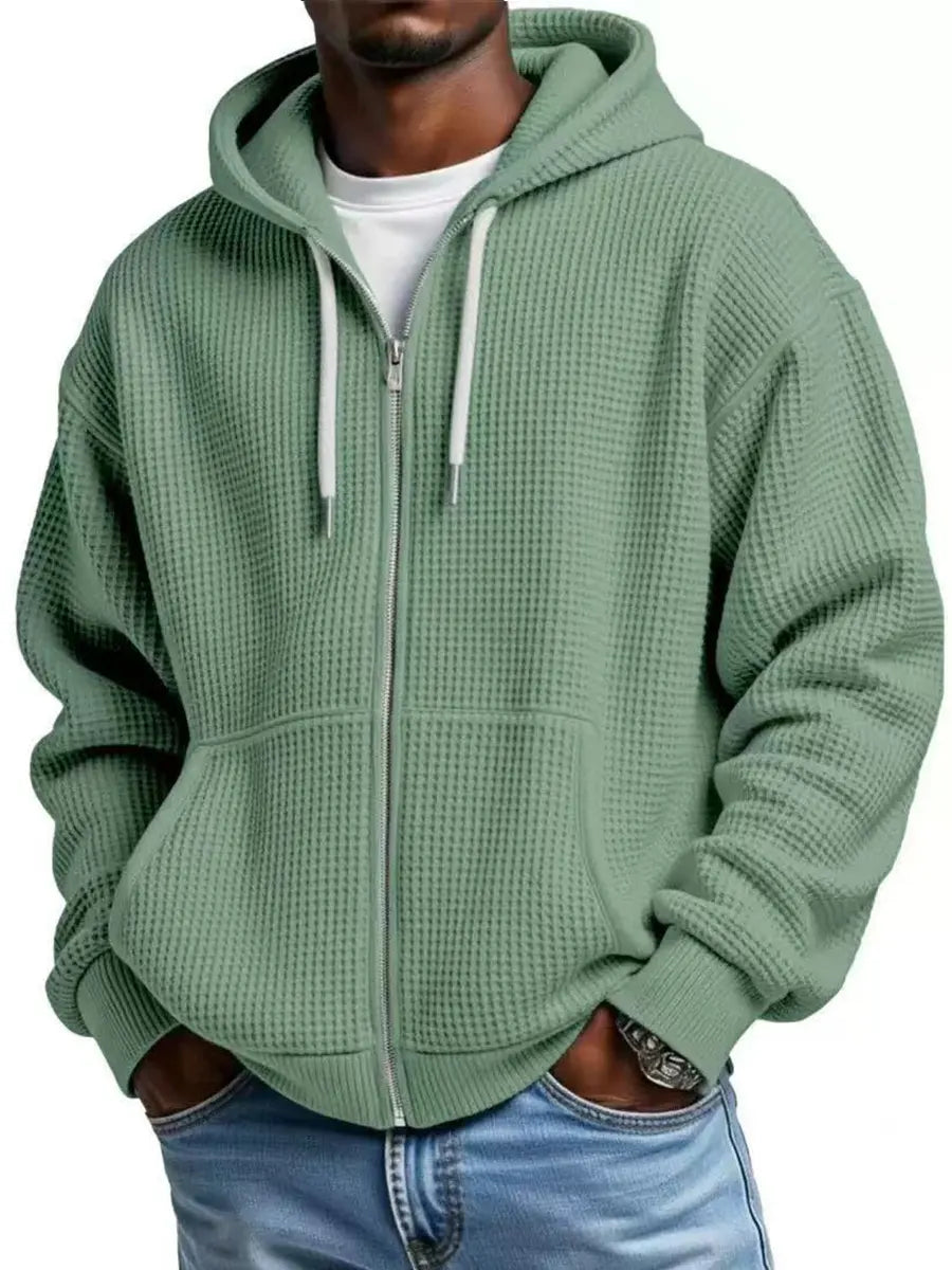 Casual Waffle Hooded Jacket