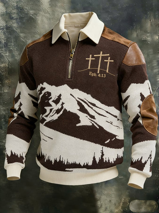 Men's winter faith-themed printed lapel shirt-Fast Shipping