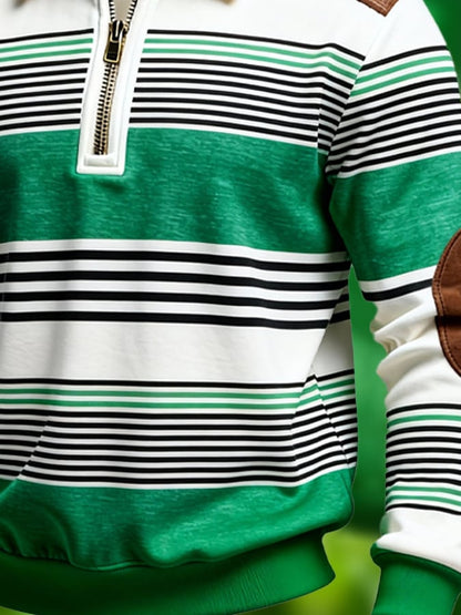 Men's St. Patrick's Day Printed Color-Block Zip-Up Hoodie
