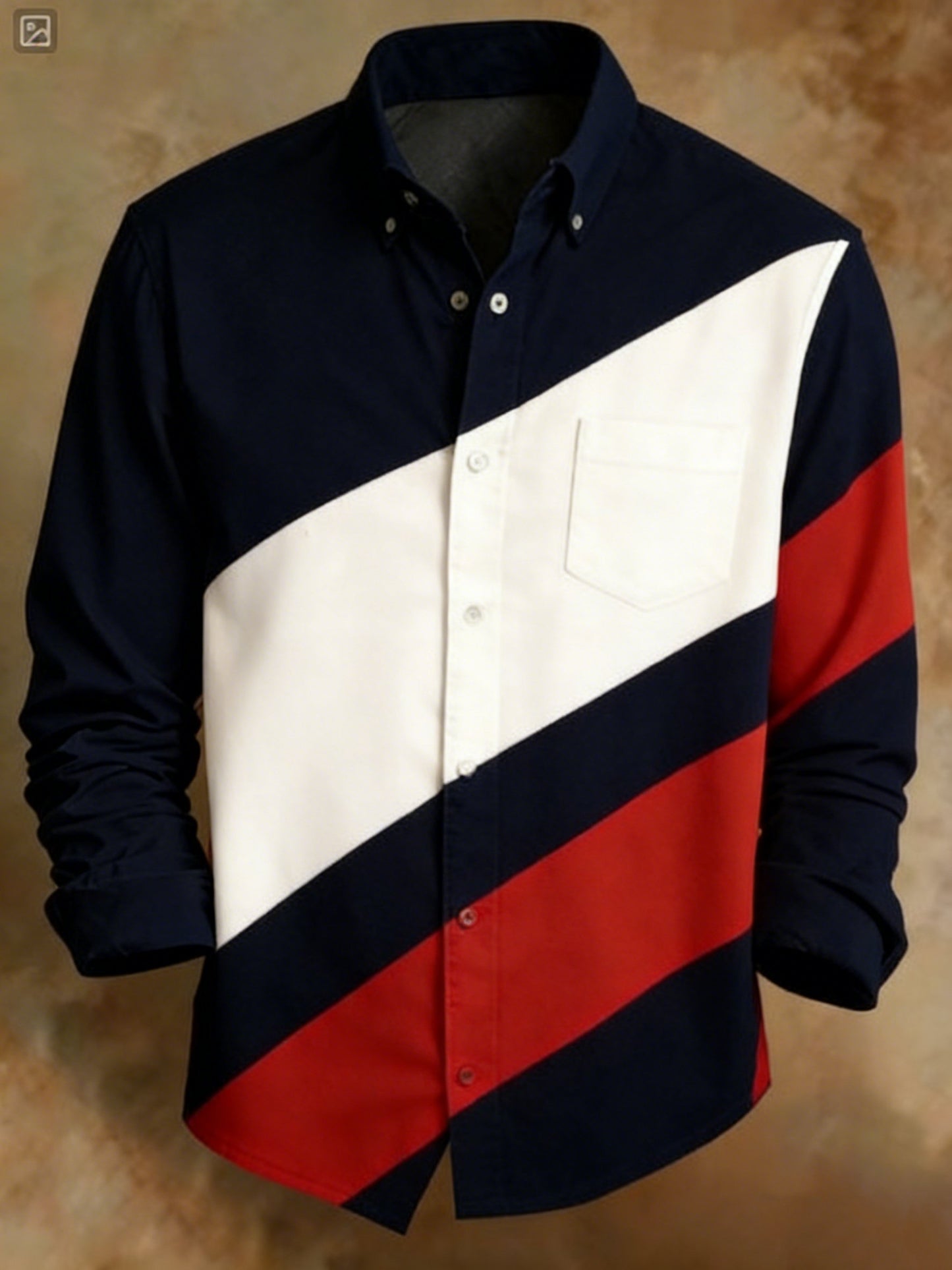 Men's Retro Striped Pattern Print Shirt