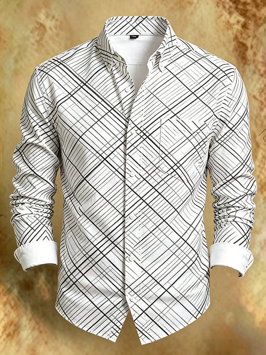 Men's Retro Abstract Art Print Comfortable Business Style Shirt