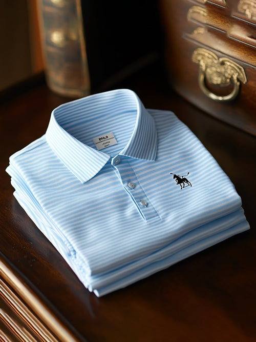 Men's Classic Business Logo Button Short Sleeve Polo Shirt