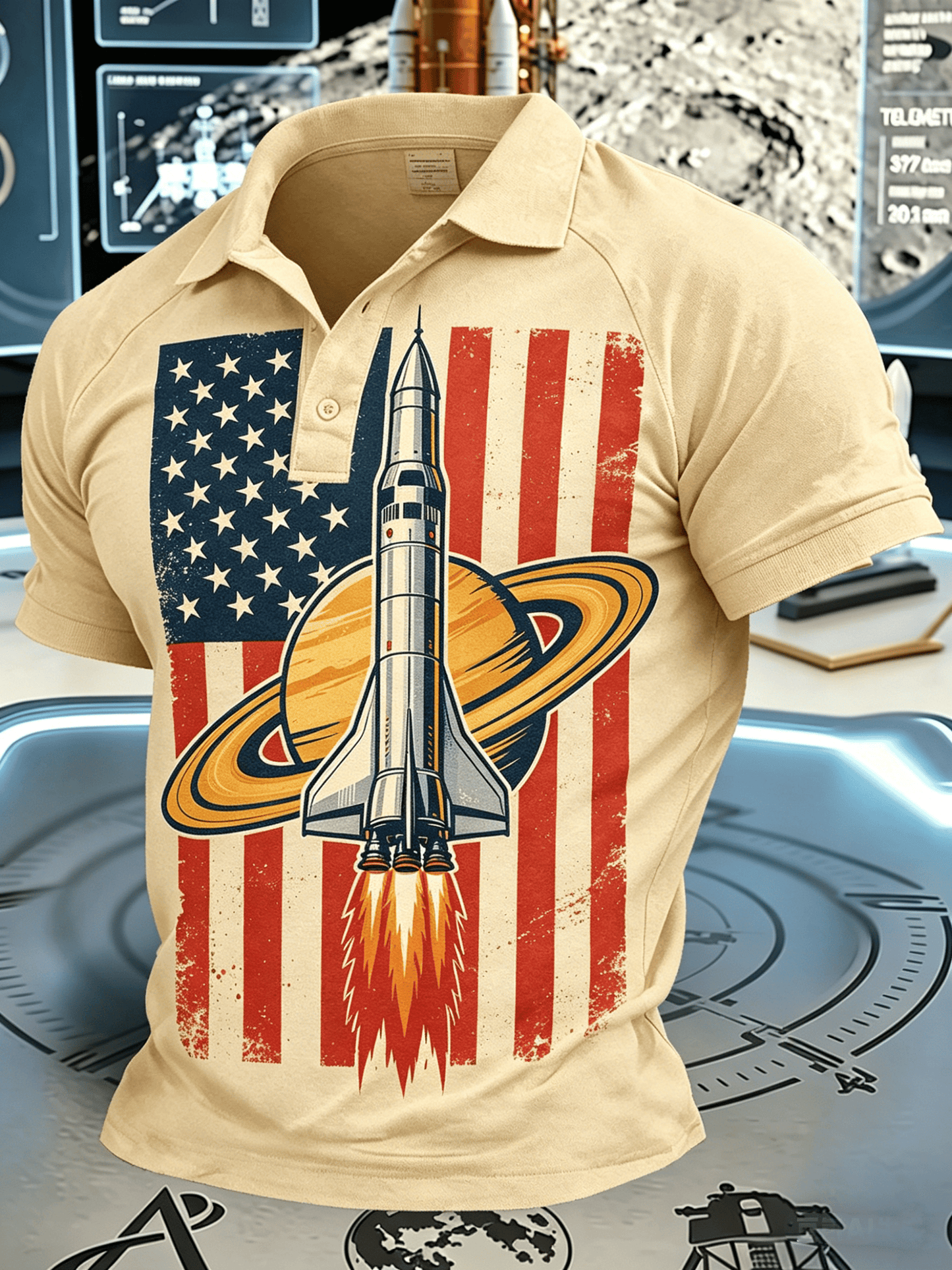 Men's Artemis II Space Theme Polo Shirt