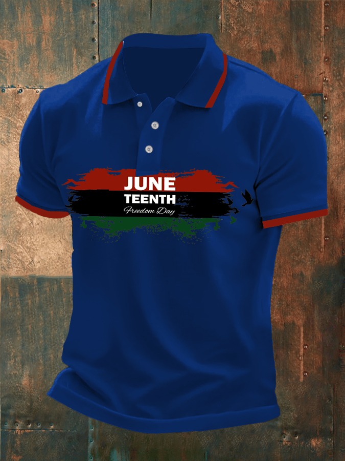 Mens Casual Juneteenth Print POLO Shirt