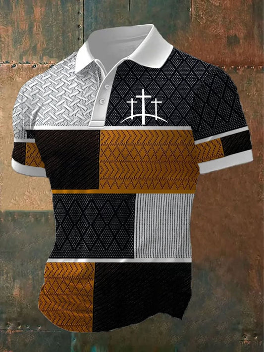 Men's Retro Faith  Casual Printed Polo Shirt