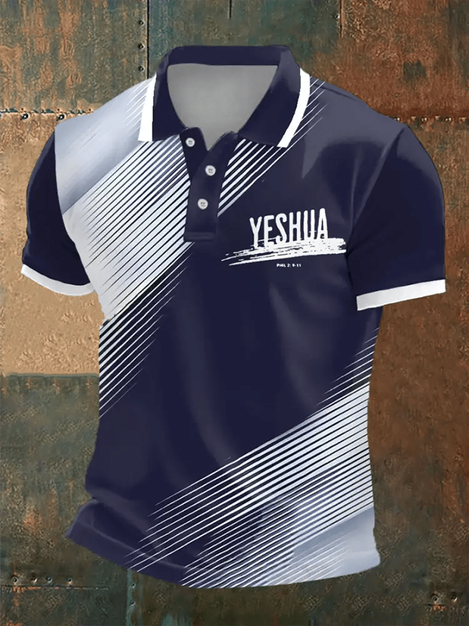 Men's Retro Faith Casual Printed Polo Shirt
