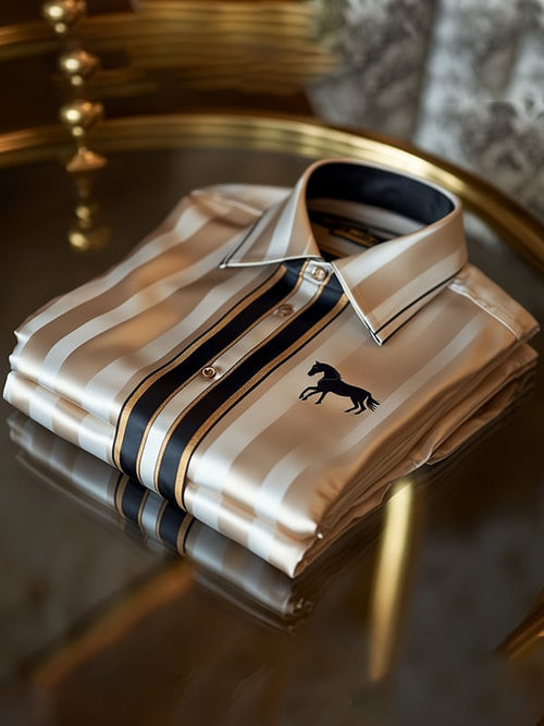 Men's Satin Luxe Print Short Sleeve Button Shirt