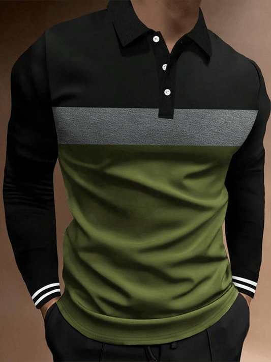 Men's Business Casual Striped Zip-Up Shirt