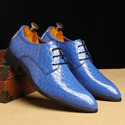 Men's Stylish Embossed Pointed Toe Patent Leather Shoes