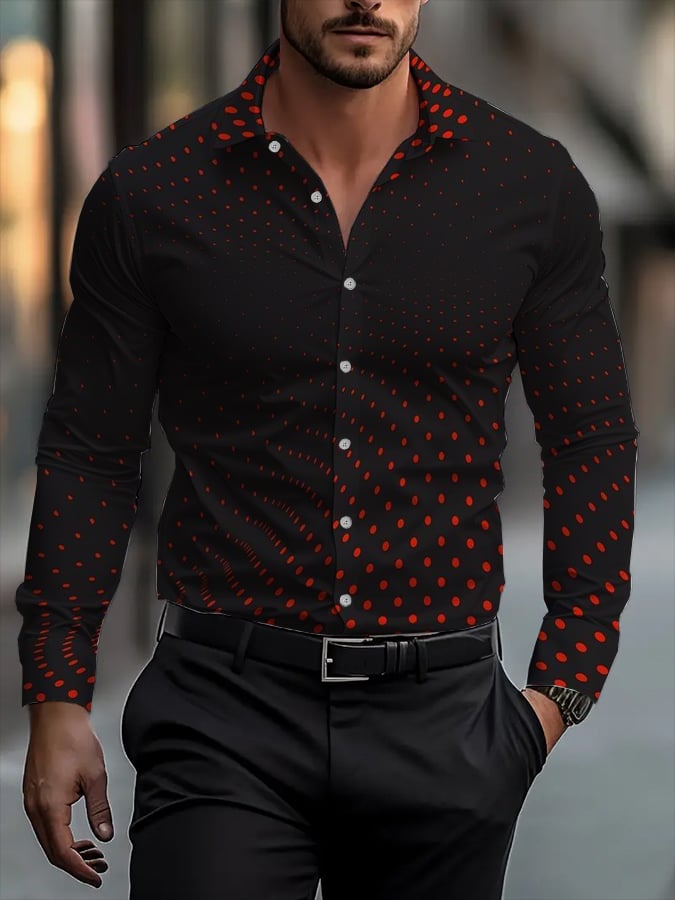 Men's Street Style Business Casual Printed Long Sleeve Shirt