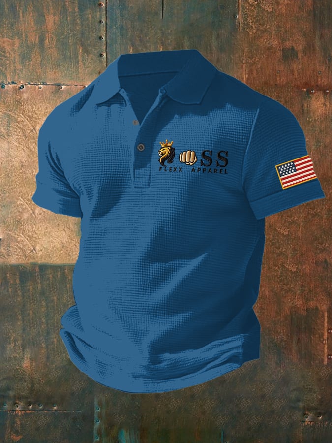 Men'S Waffle Fabric Casual Polo Shirt