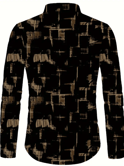 Men's Business Casual Striped Long Sleeve Shirt