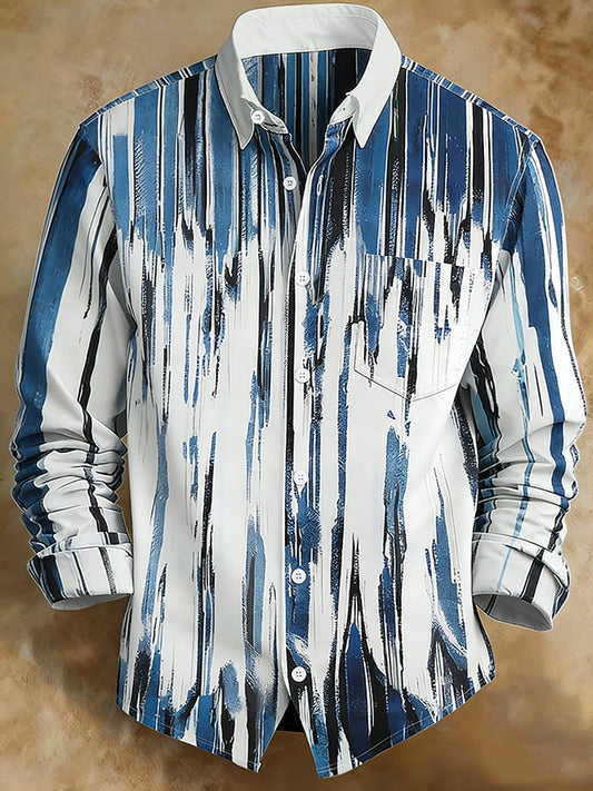 Men's Retro Abstract Art Print Comfortable Business Style Shirt