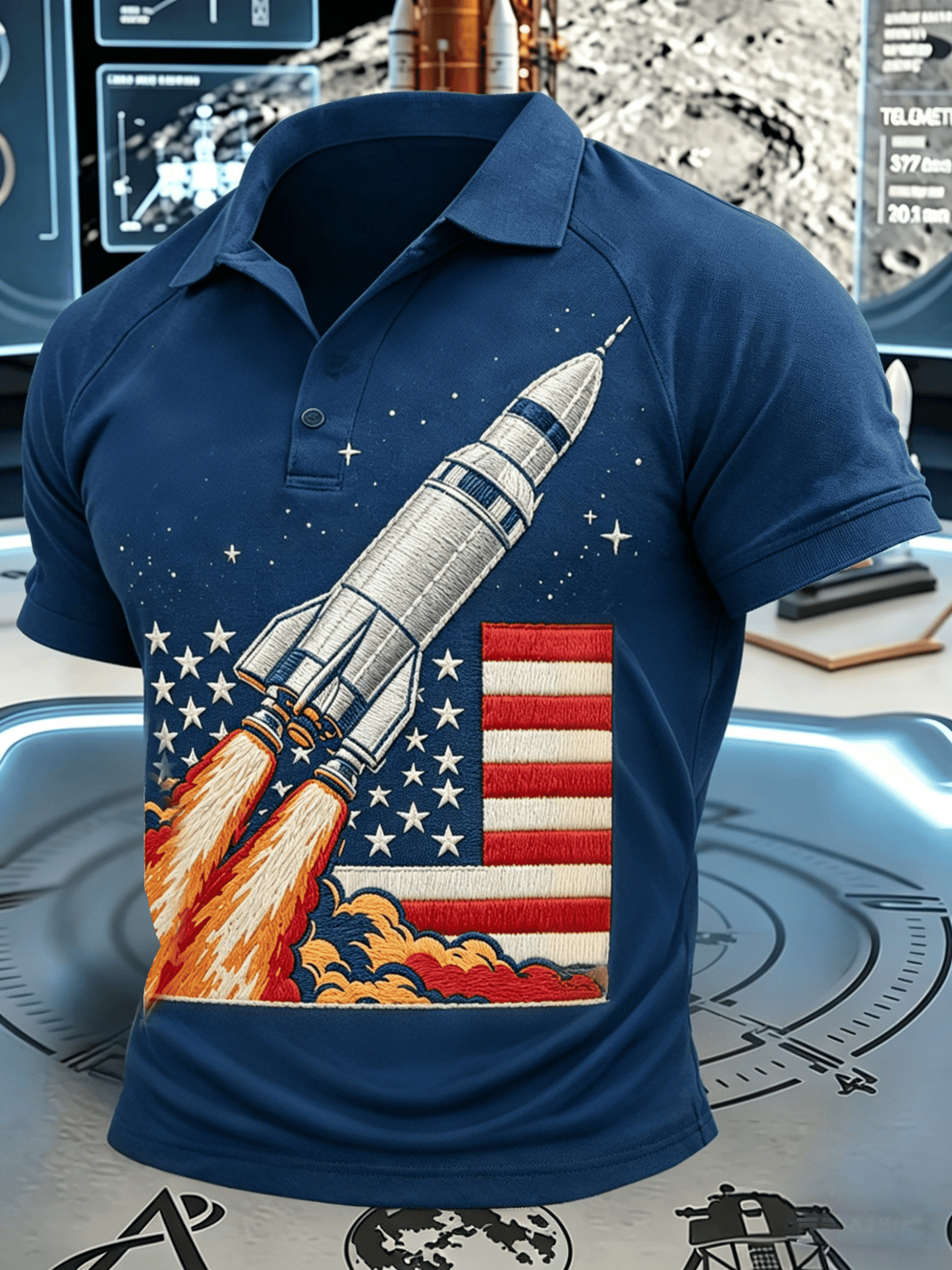Men's Artemis II Space Theme Polo Shirt