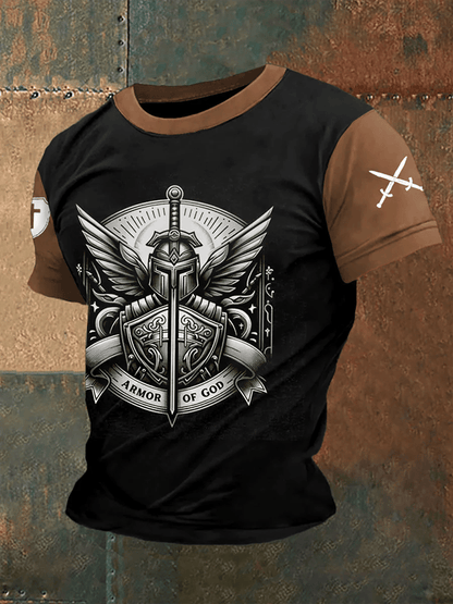 Men's Armor Of God Print Casual Tee