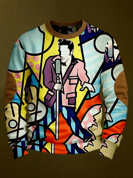 Men's Vintage Music Superstar Print Sweatshirt