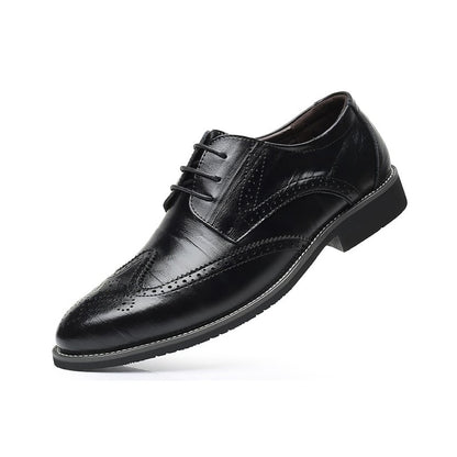 Men'S Business Casual Baroque Pointed Lace Up Leather Shoes