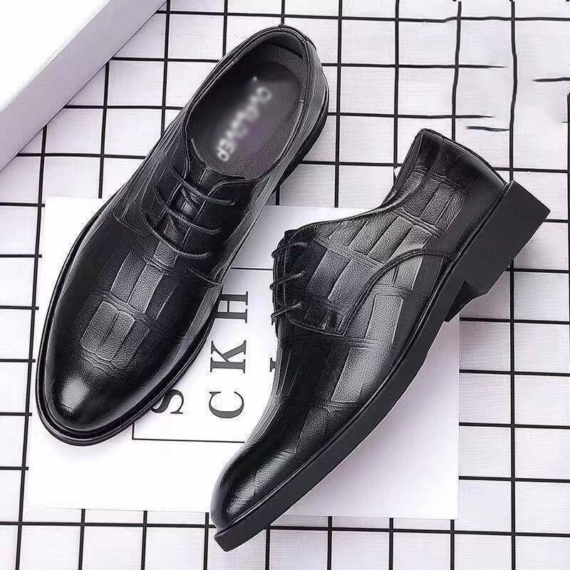 Men's Comfortable British Business Lace-Up Stone Leather Shoes