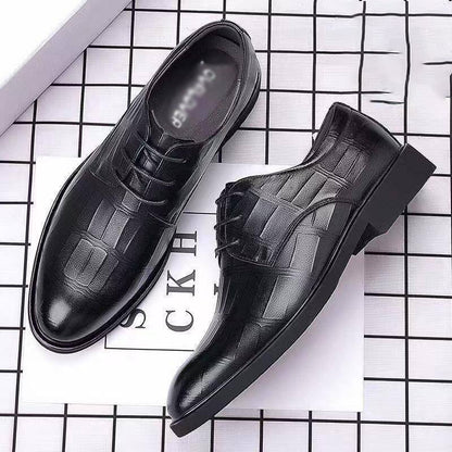 Men's Comfortable British Business Lace-Up Stone Leather Shoes