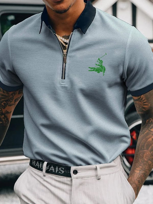 Casual Men'S Zipper Polo