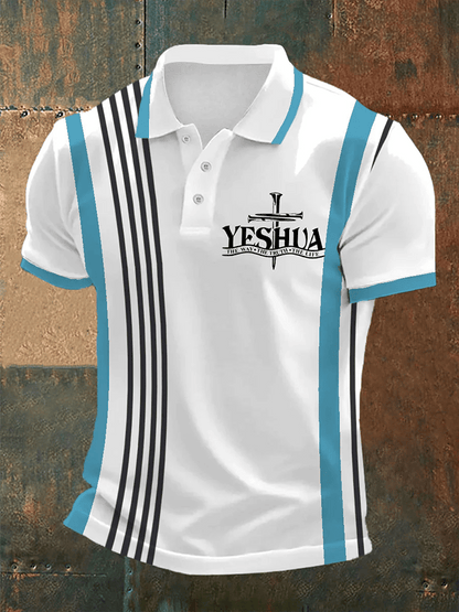 Men's Retro Faith  Casual Printed Polo Shirt