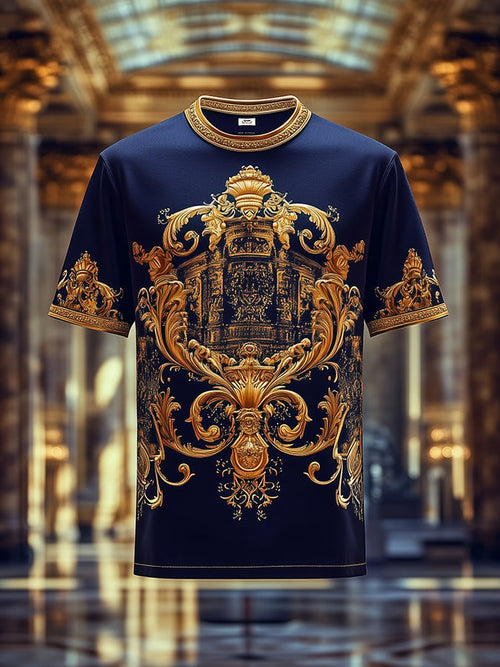 Men's Business Baroque Print Short Sleeve T-Shirt