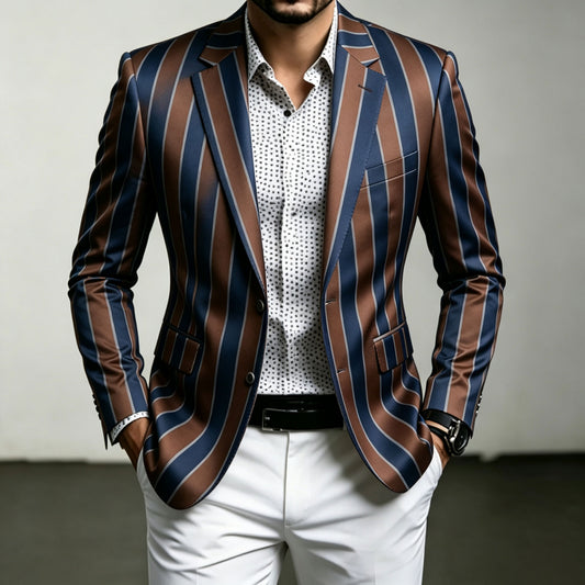 Men's Two-Tone Printed Blazer