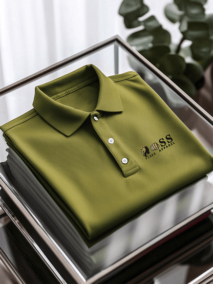 Men's Business Casual Printed Short Sleeve Polo Shirt