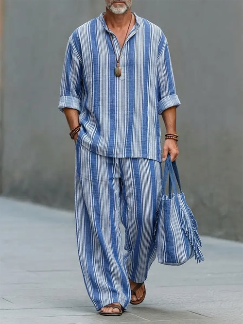 Comfortable Abstract Art Print Linen Pants Set