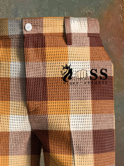 Men's Casual Plaid Waffle Pants