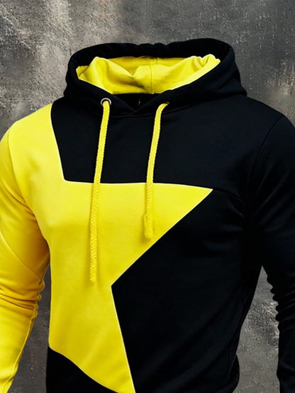 Men'S Stylish Color-Blocked Hooded Sweatshirt