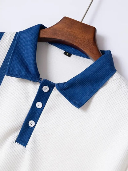 Men's Waffle Fabric Fashion Casual Polo Shirt