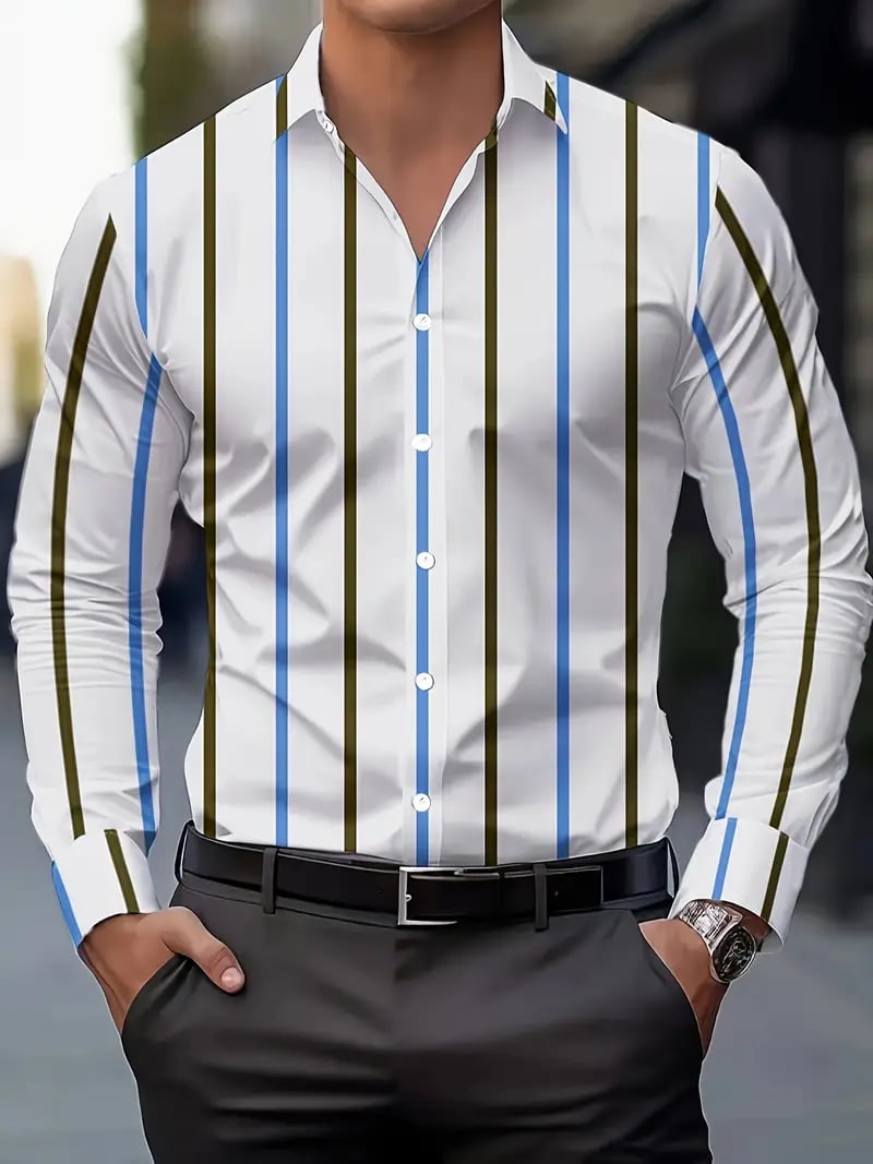 Men's Street Style Business Casual Printed Long Sleeve Shirt