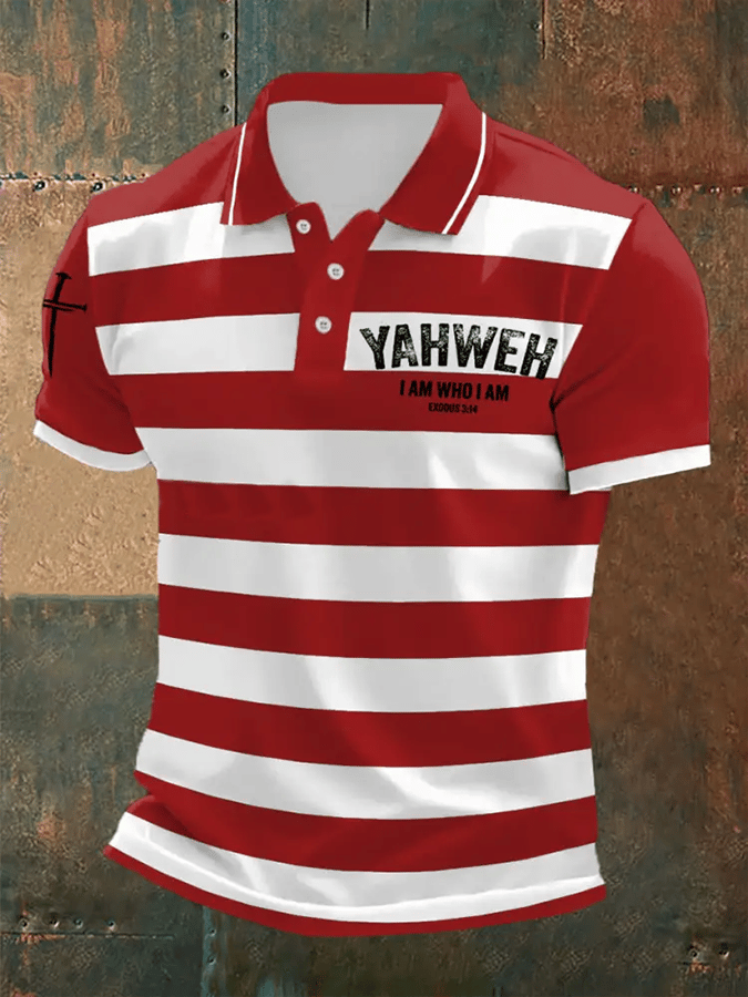Men's Retro Faith “Yeshua�? Casual Printed Polo Shirt