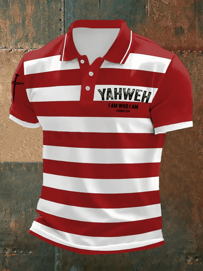 Men's Retro Faith “Yeshua�? Casual Printed Polo Shirt