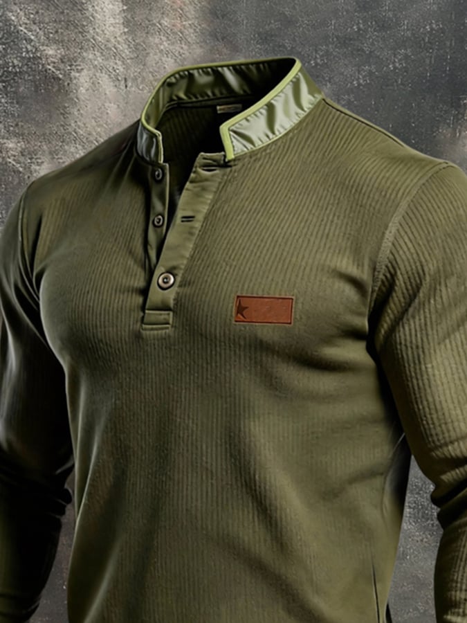Men'S Vintage-Style Color-Blocked Long-Sleeved T-Shirt