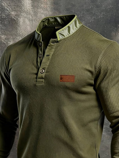 Men'S Vintage-Style Color-Blocked Long-Sleeved T-Shirt