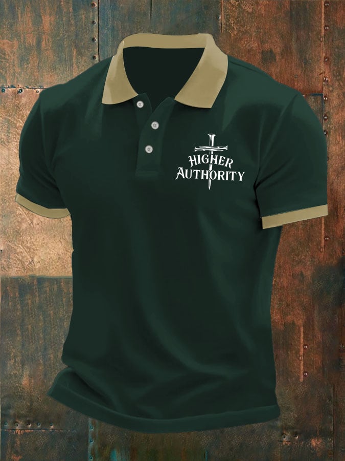 Men's Higher Authority Cross Nails Printed Casual Polo Shirt