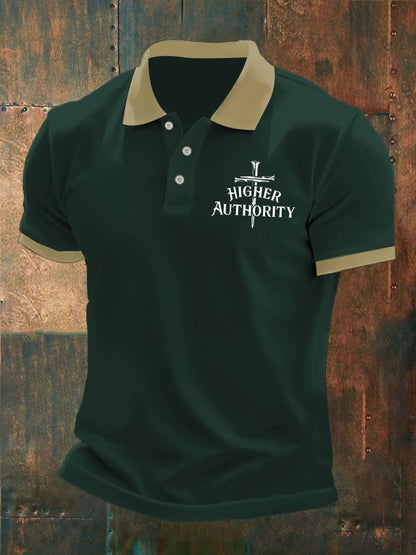 Men's Higher Authority Cross Nails Printed Casual Polo Shirt